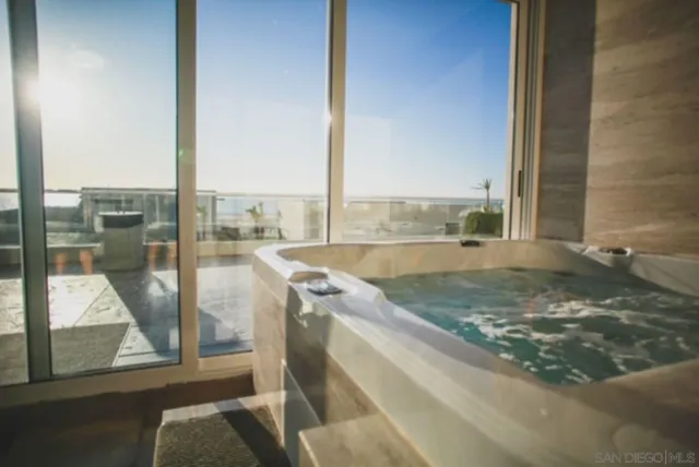 a view of a balcony with an ocean view