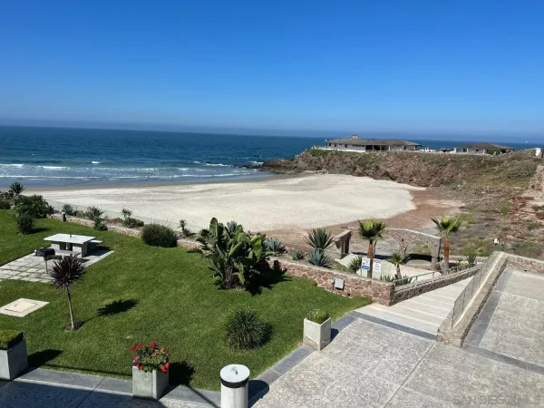 an aerial view of a yard with seating space