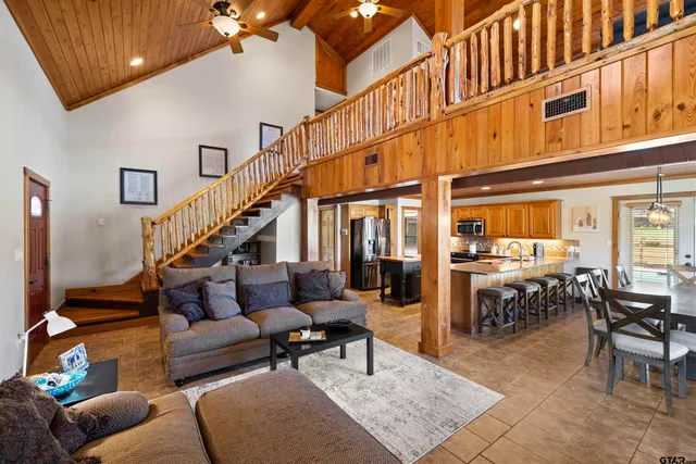 a living room with furniture