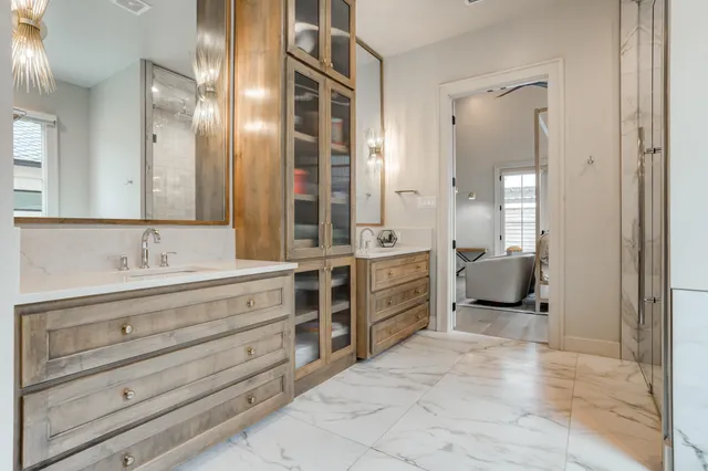 a bathroom with a shower