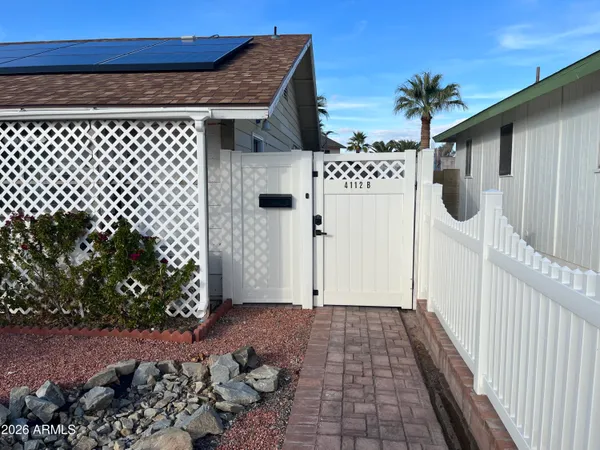 a view of a wooden door