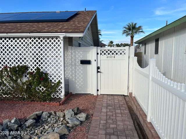 a view of a wooden door