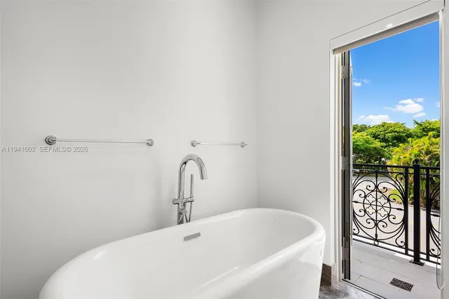 a view of yard from a balcony