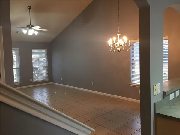 a view of a livingroom with a chandelier