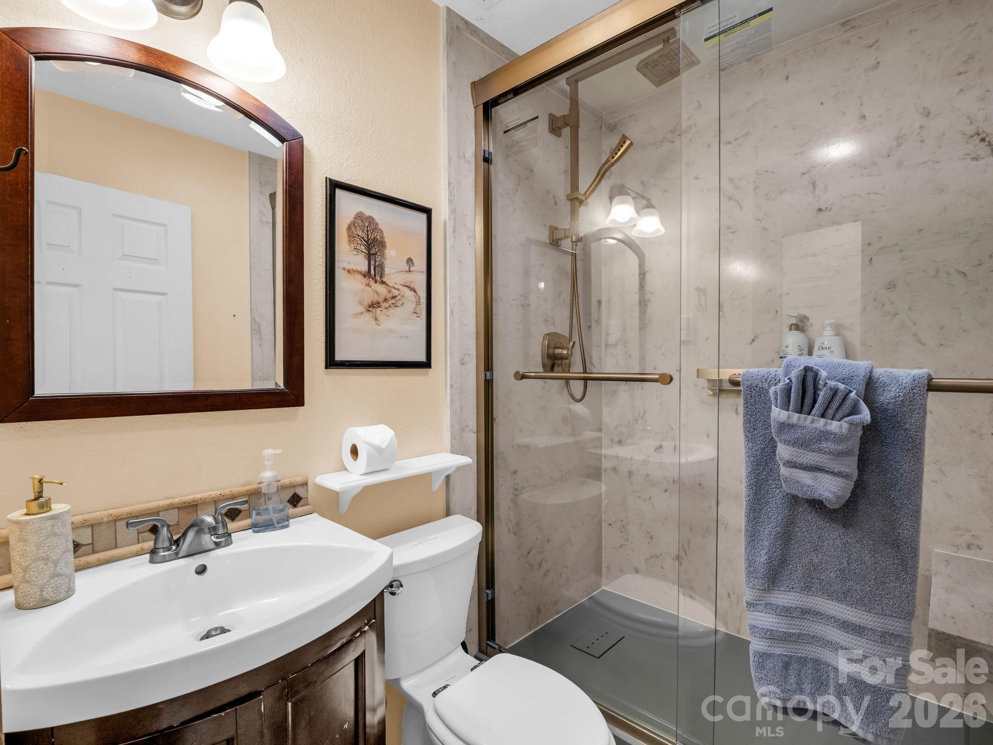 165 Dream Road Hendersonville, NC 28792 - Photo 28 of 46 a bathroom with a toilet sink and mirror