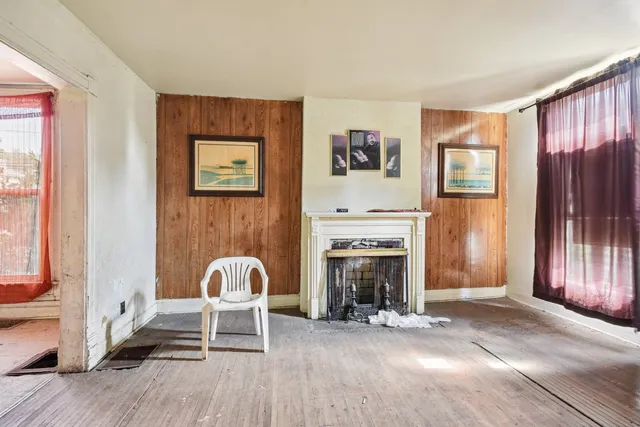 an empty room with windows