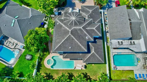 an aerial view of a house