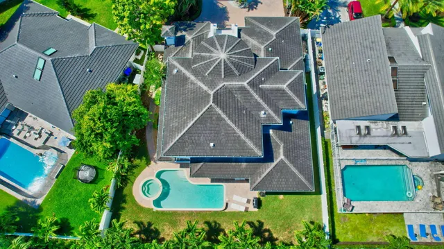 an aerial view of a house