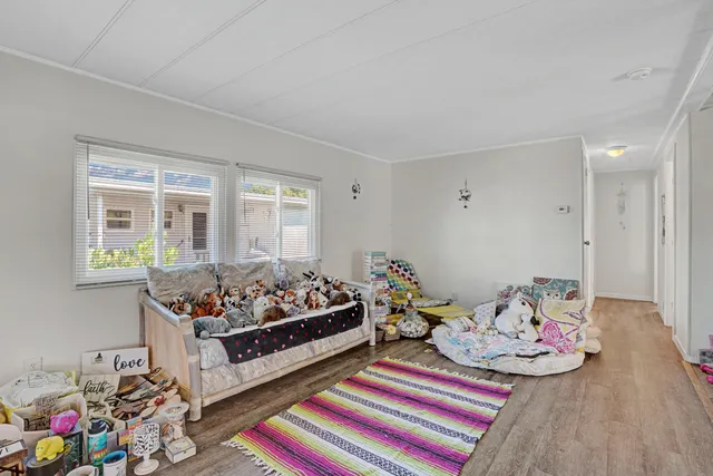 a living room with furniture and rug