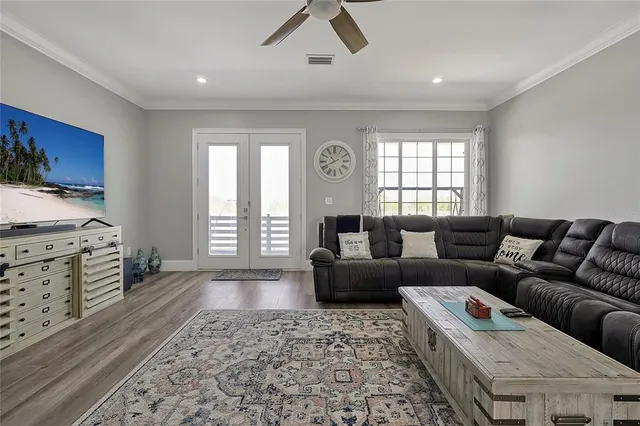 a living room with furniture and a couch