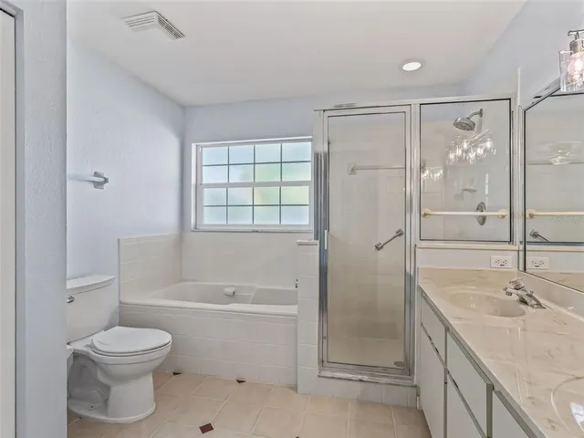 a bathroom with a granite countertop sink a toilet and shower