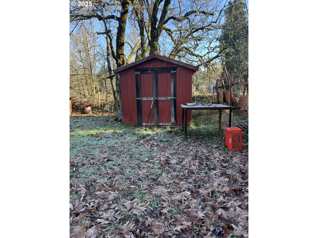 a view of a yard with trees