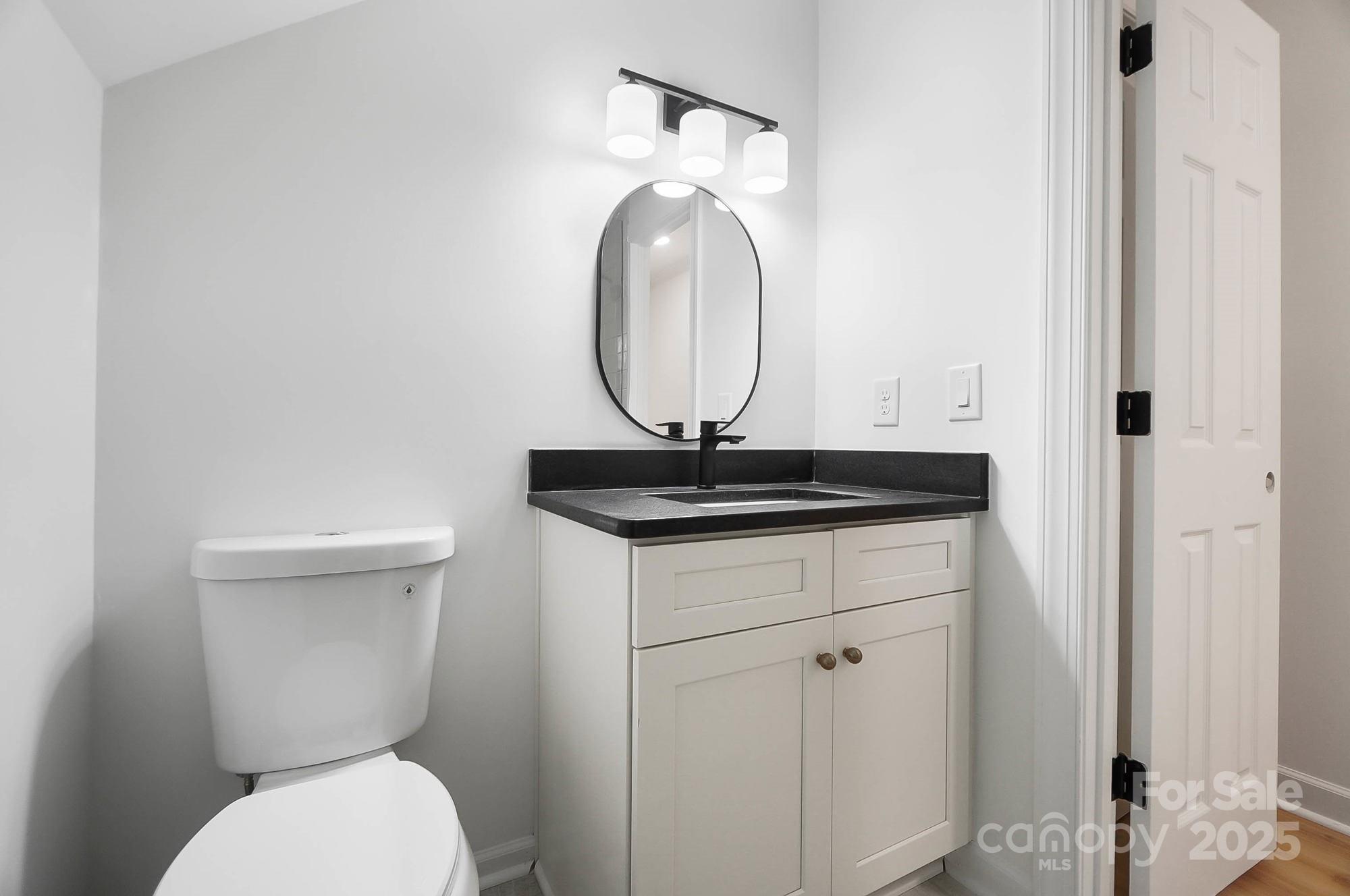 3323 Lincoln Lane Gastonia, NC 28056 - Photo 34 of 47 a bathroom with a toilet a sink and a mirror