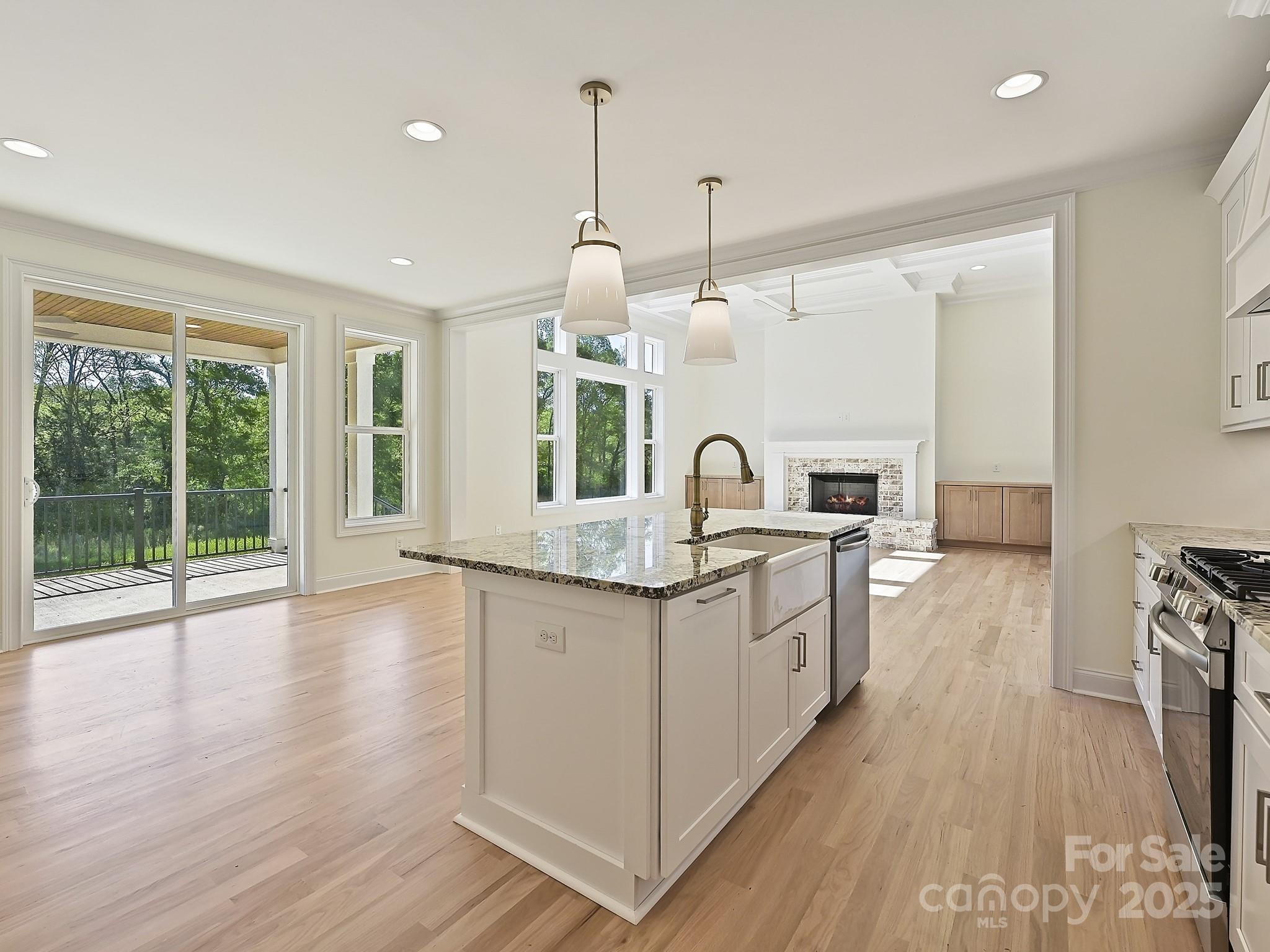 215 Triple Ponds Court Clover, SC 29710 - Photo 12 of 32 a kitchen with stainless steel appliances granite countertop a sink a stove and a wooden floor
