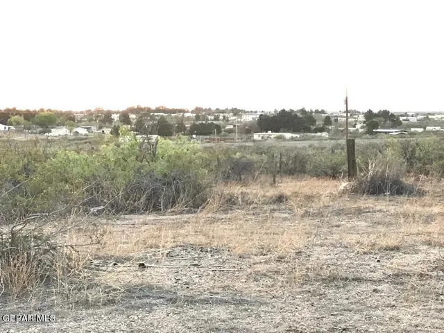 a view of a town with mountains in the background