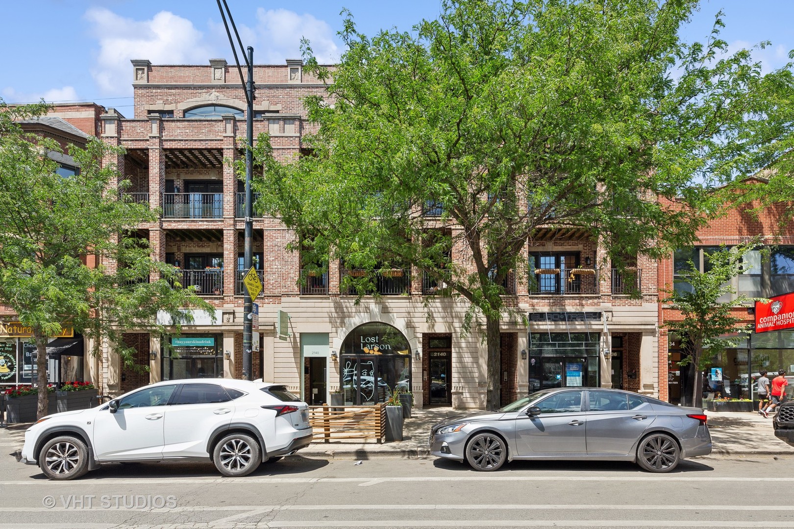 a car parked in front of a building