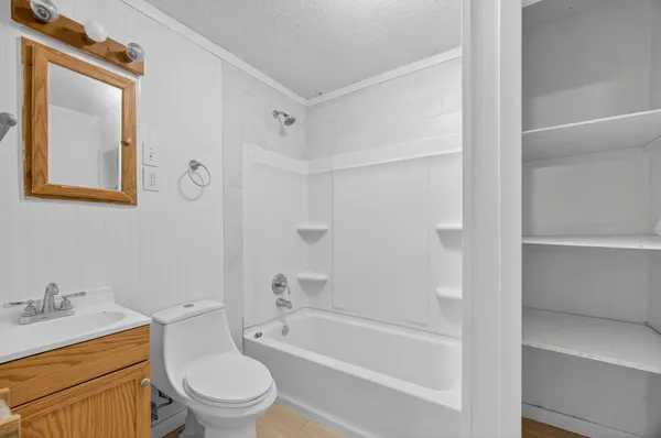 a bathroom with a toilet a sink and bathtub