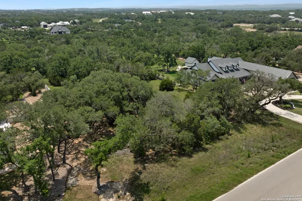 a view of a forest with a houses