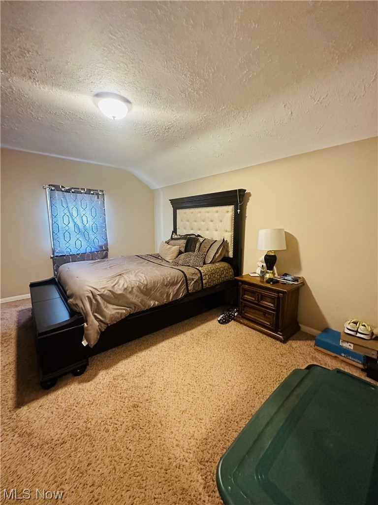 3894 Salisbury Road South Euclid, OH 44121 - Photo 11 of 16 Bedroom with a textured ceiling, vaulted ceiling, and carpet flooring