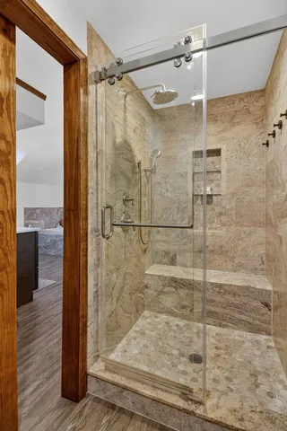 a bathroom with a shower