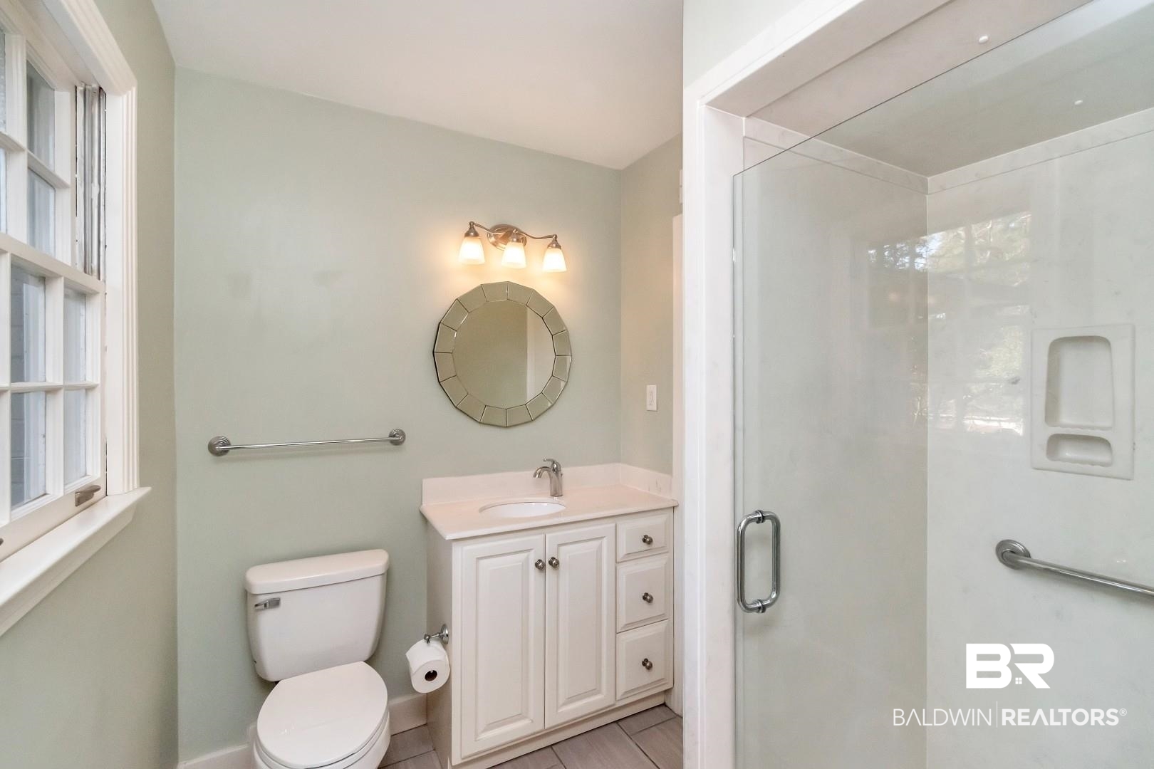 308 Brawood Drive Mobile, AL 36608 - Photo 16 of 33 Bathroom with toilet, vanity, and a shower with door