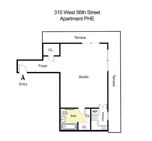 $550,000 | 310 West 56th Street, Unit PHE | Hell's Kitchen