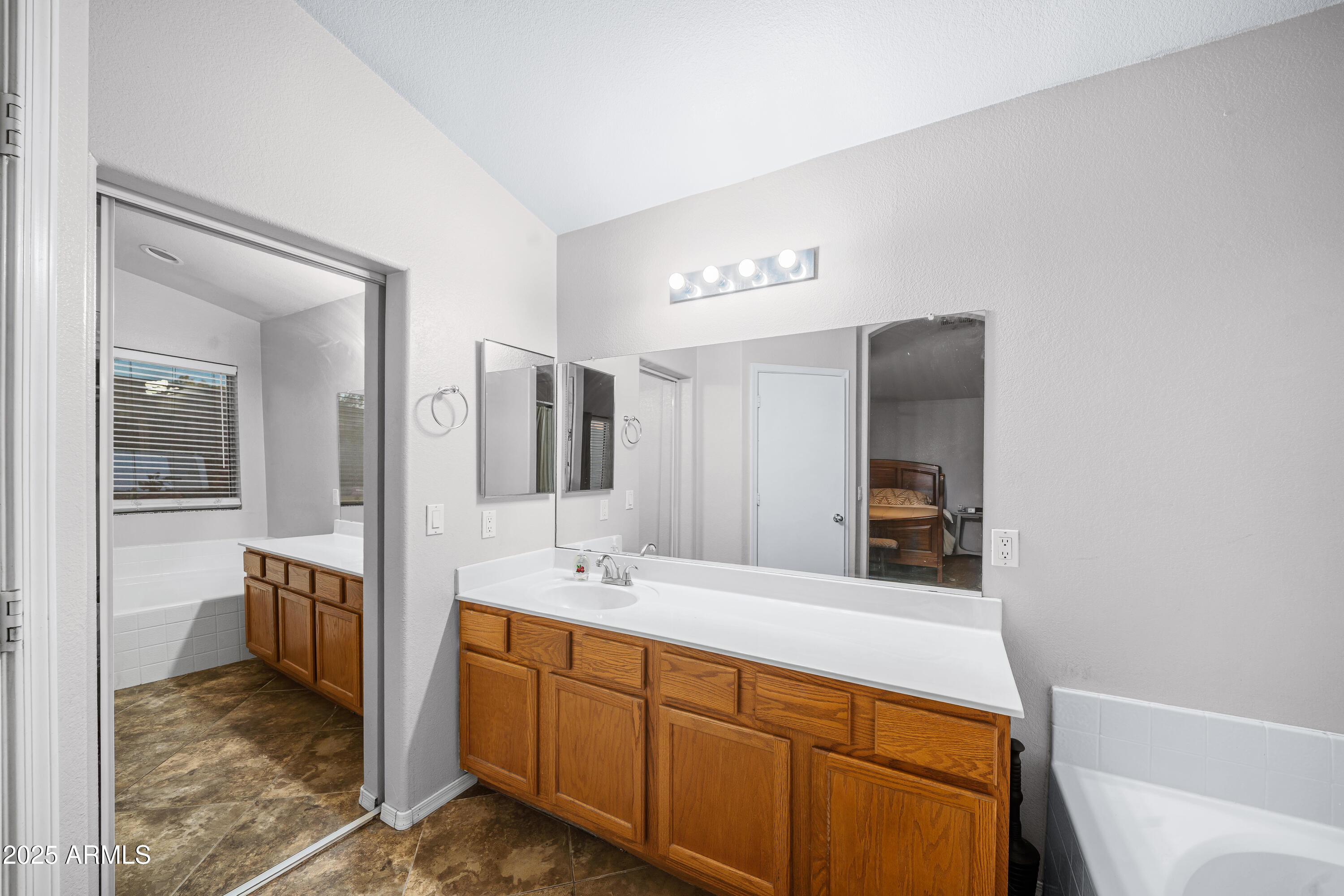 1428 West Mesquite Avenue Apache Junction, AZ 85120 - Photo 11 of 16 a spacious bathroom with a double vanity sink and a mirror