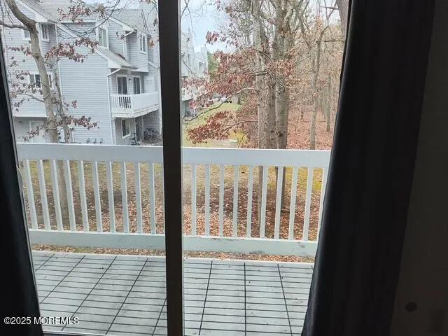 a view of wooden balcony