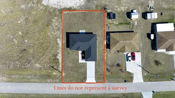 an aerial view of a parking space
