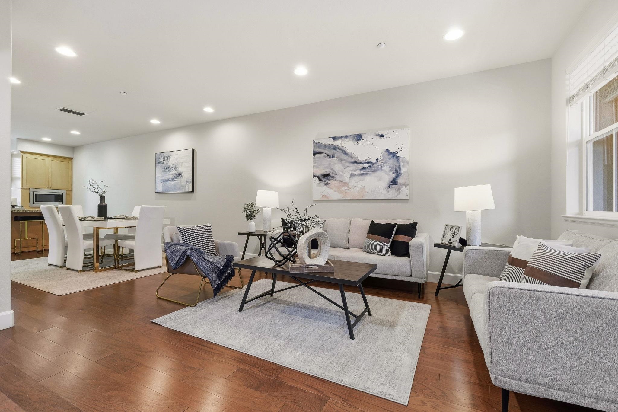 2863 Finca Terrace Fremont, CA 94539 - Photo 6 of 37 a living room with furniture and a fireplace