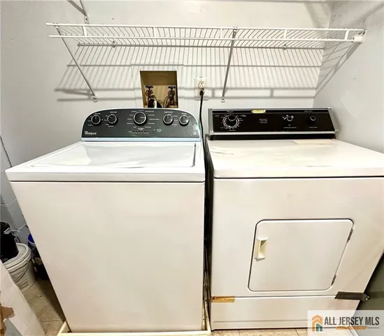 a close view of a dryer and washer