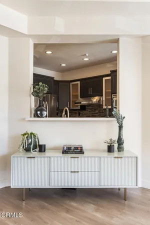 a view of a kitchen from the kitchen