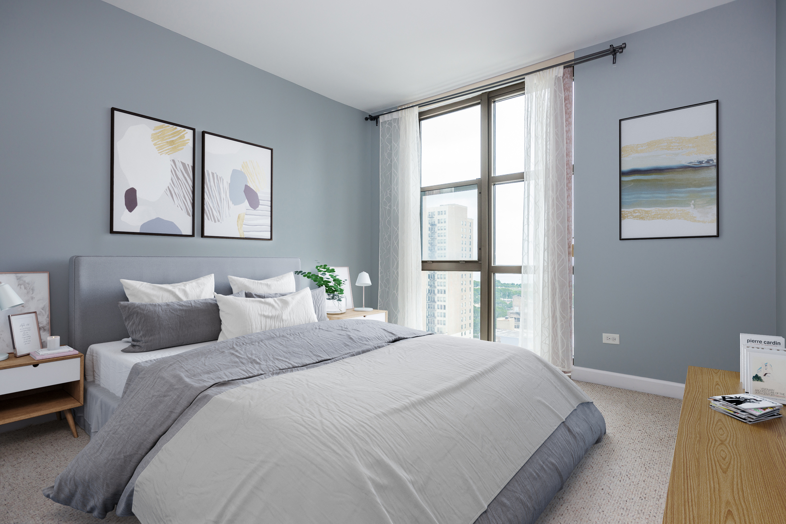 1101 South State Street, Unit 1804 Chicago, IL 60605 - Photo 17 of 29 a bedroom with a bed and a window