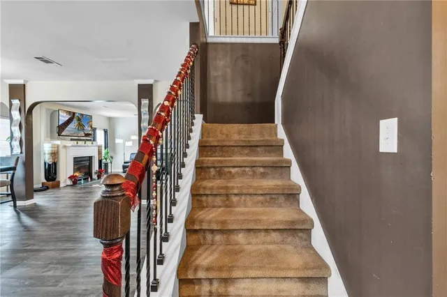 a bedroom with a bed and furniture