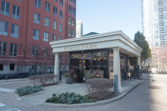 a view of a building with a street