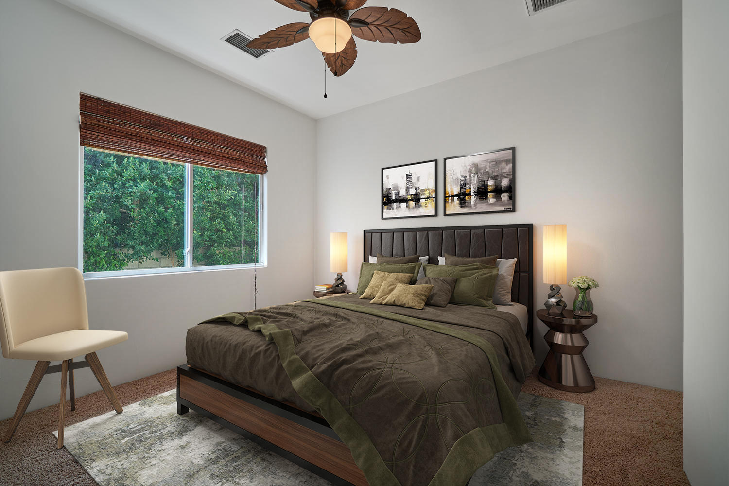 695 West Racquet Club Road Palm Springs, CA 92262 - Photo 28 of 50 a bedroom with a bed and a painting on the wall