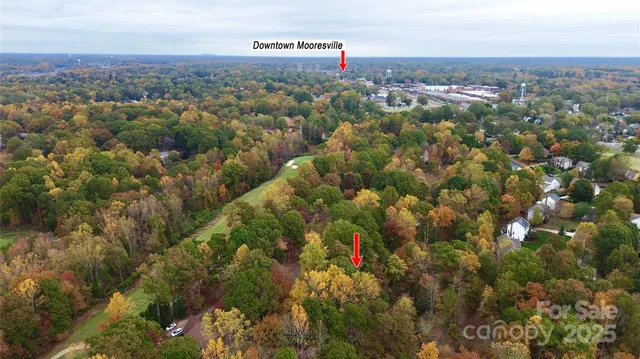 an aerial view of residential houses with city view