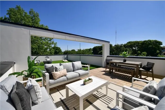 a backyard of a house with lots of green space