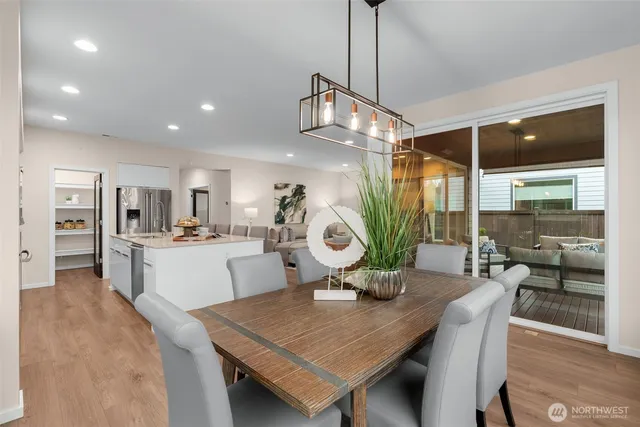 a view of a dining room and livingroom view