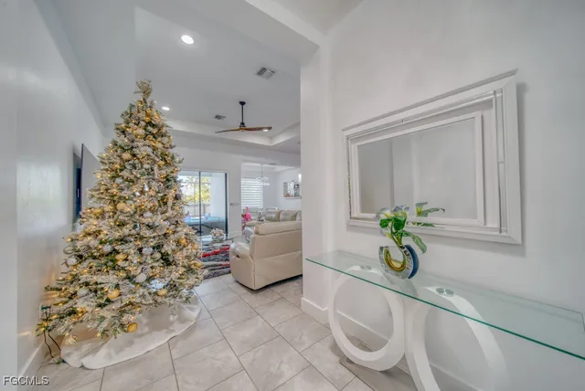 a very nice looking dining room with a porch