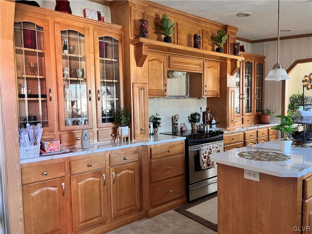 4205 Leopard Circle Orefield, PA 18069 - Photo 6 of 20 a kitchen with stainless steel appliances granite countertop a stove a sink dishwasher and cabinets with wooden floor