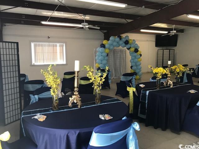2100 Nesmith Road Nesmith, SC 29580 - Photo 35 of 37 Dining space with a ceiling fan and beam ceiling