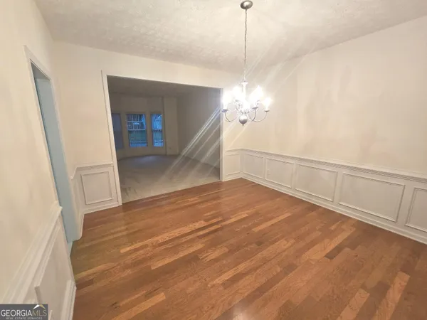 a view of a livingroom with a chandelier