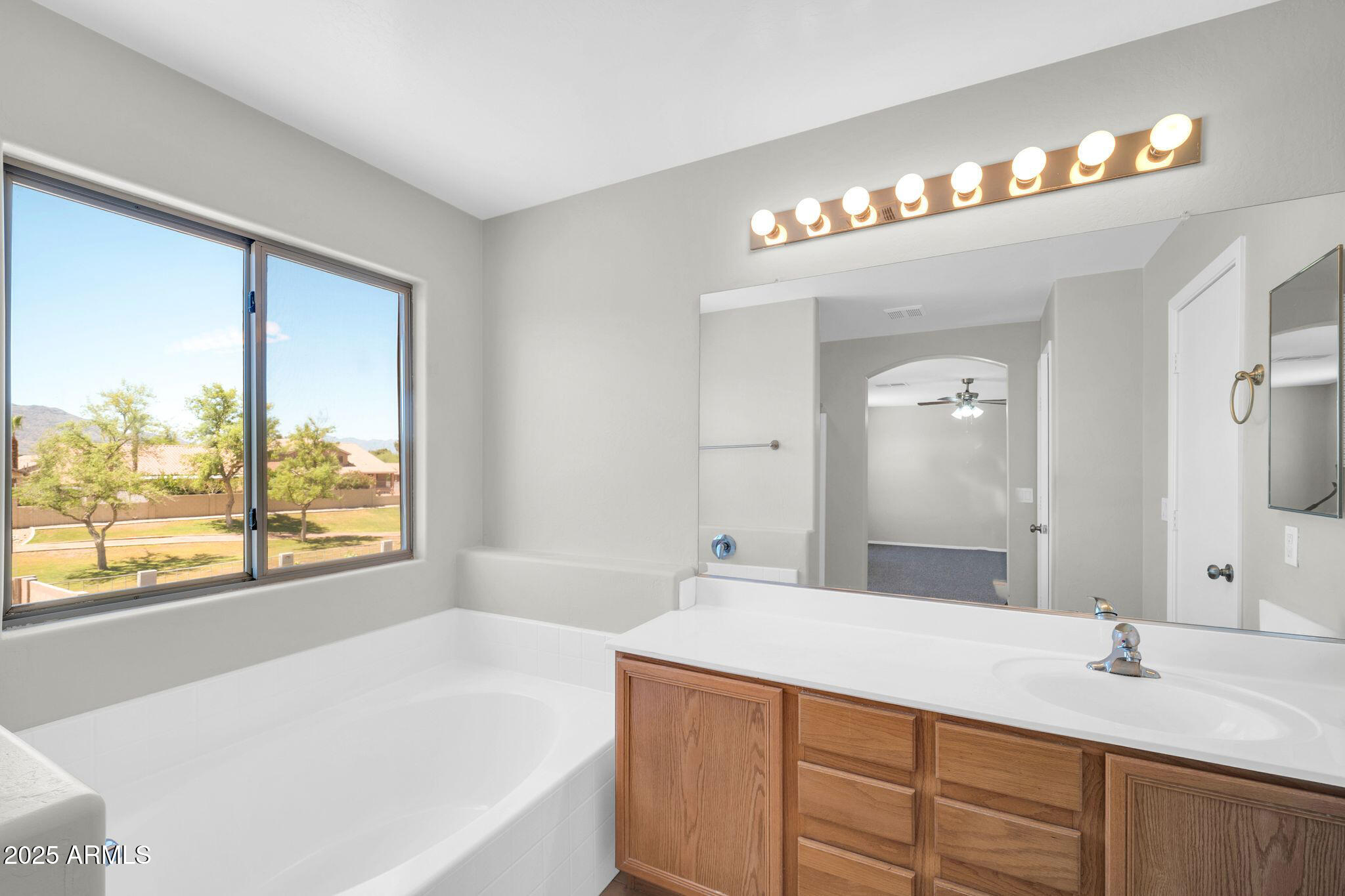 2605 West Darrel Road Phoenix, AZ 85041 - Photo 17 of 33 a bathroom with a sink vanity and a large mirror