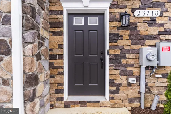 a building with a door and a door