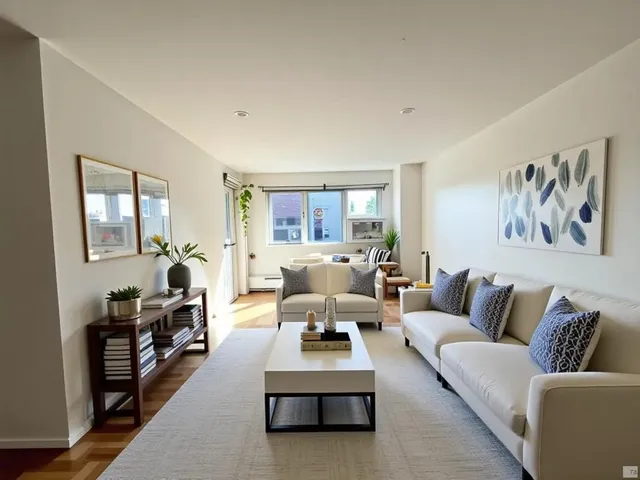 a living room with furniture or couch and a window