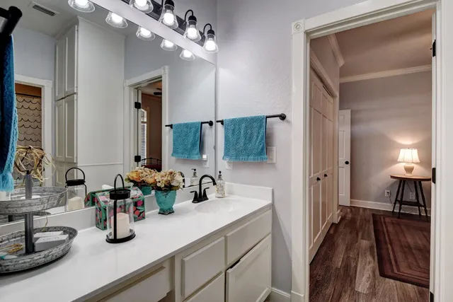 a close view of sink and mirror