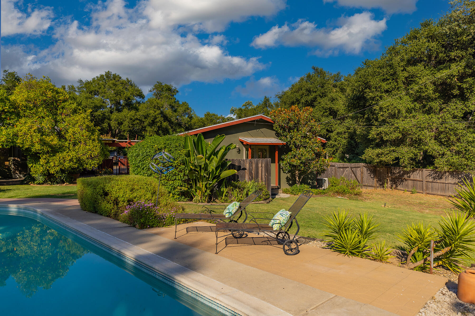 217 Sierra Road Ojai, CA 93023 - Photo 43 of 50 a view of a swimming pool with a patio
