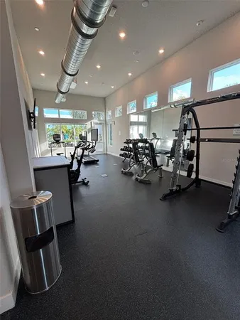 a view of a room with gym equipment