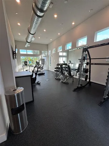 a view of a room with gym equipment